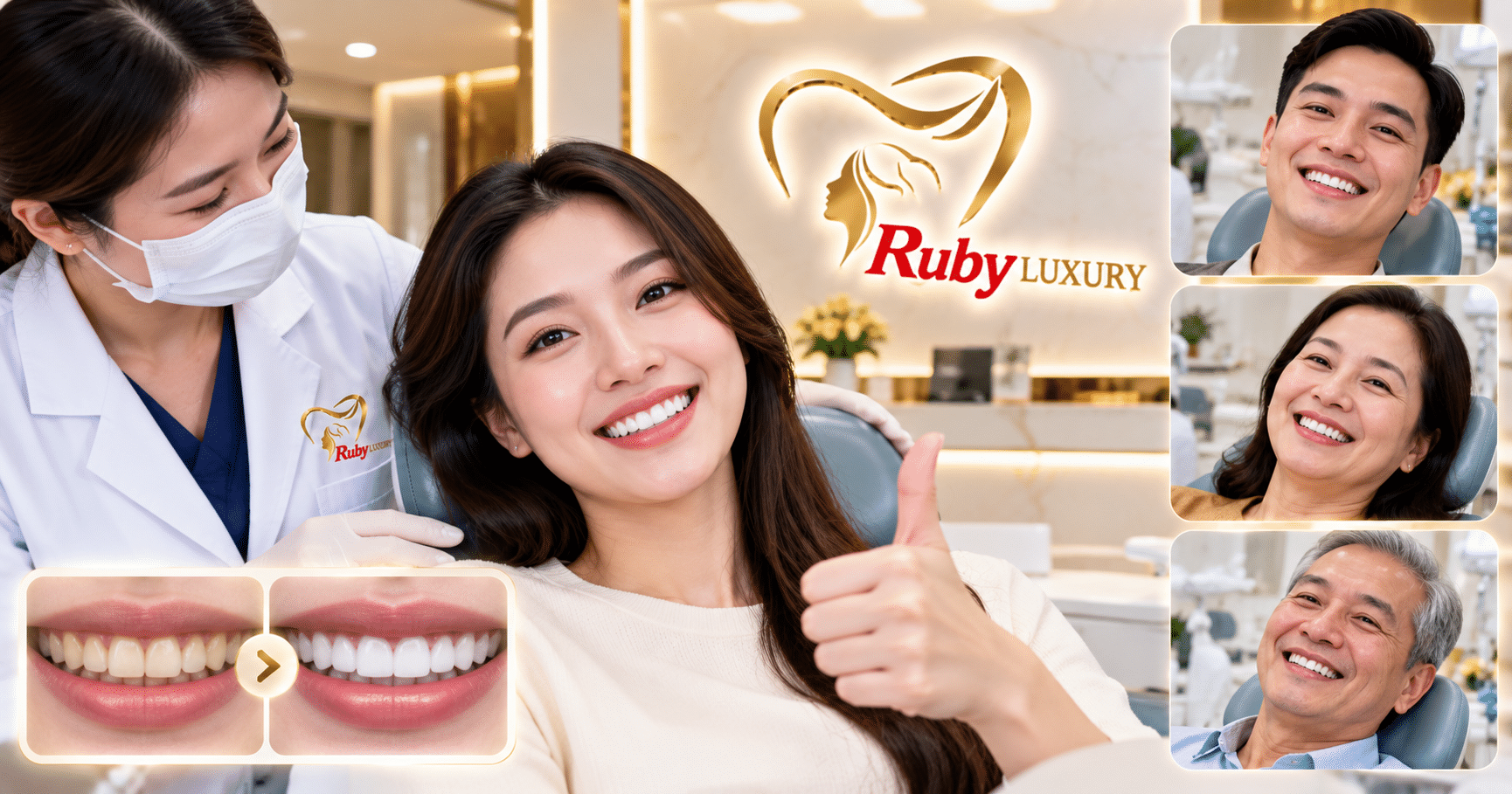 Khách hàng hài lòng với dịch vụ nha khoa Ruby Luxury