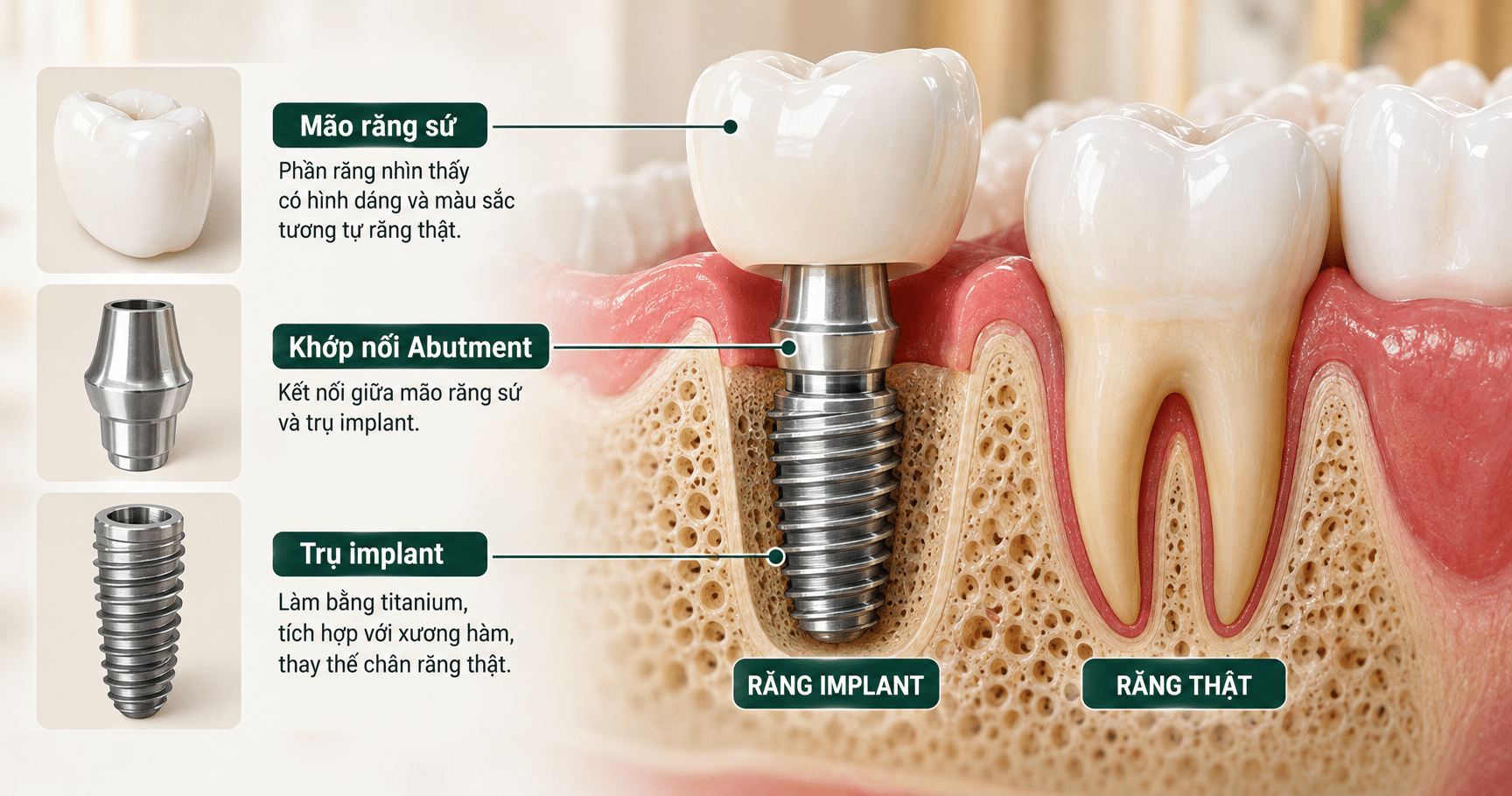 Cấu tạo implant răng
