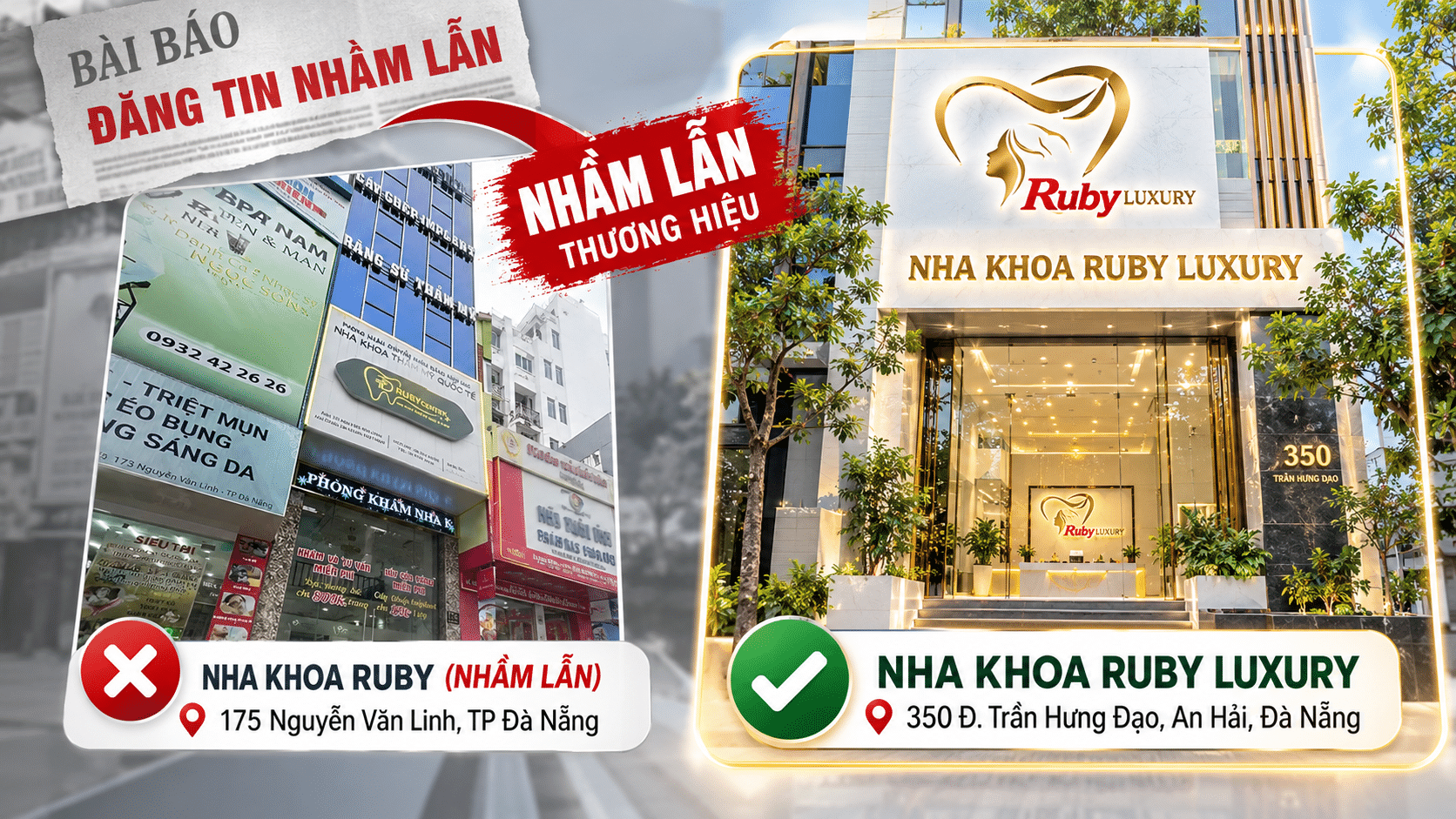 Đính chính địa chỉ Nha khoa Ruby Luxury
