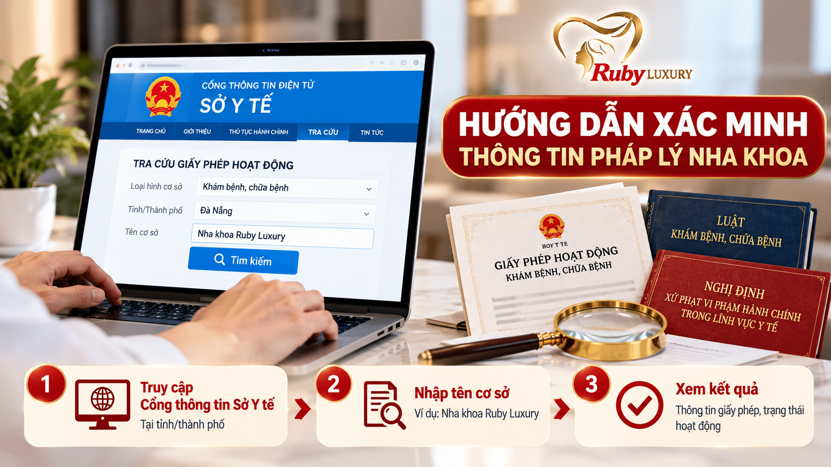 Hướng dẫn xác minh thông tin pháp lý nha khoa